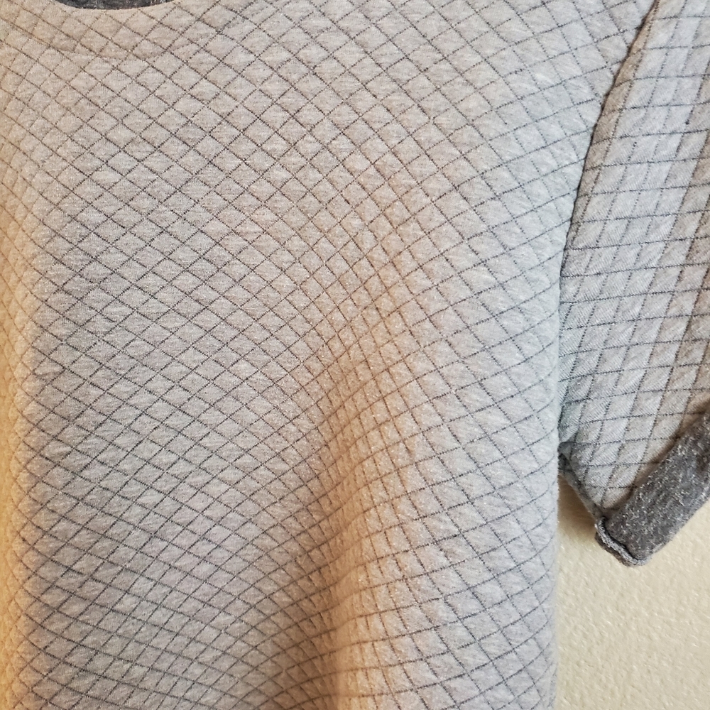 Marine Layer Gray Quilted Knit Short Sleeve Boxy Fit Sweatshirt Top Large - Picture 7 of 9